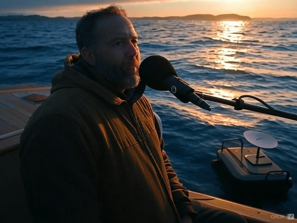 haulinggear's tweet photo. Just asked @xai to create image of podcaster using @Starlink on the ocean in #Alaska. The results look solid! Not all days on the water be this nice tho ;-) Learn more. Fish more. @ https://t.co/Zjz06rhVWC https://t.co/tQcLFxOVWh
