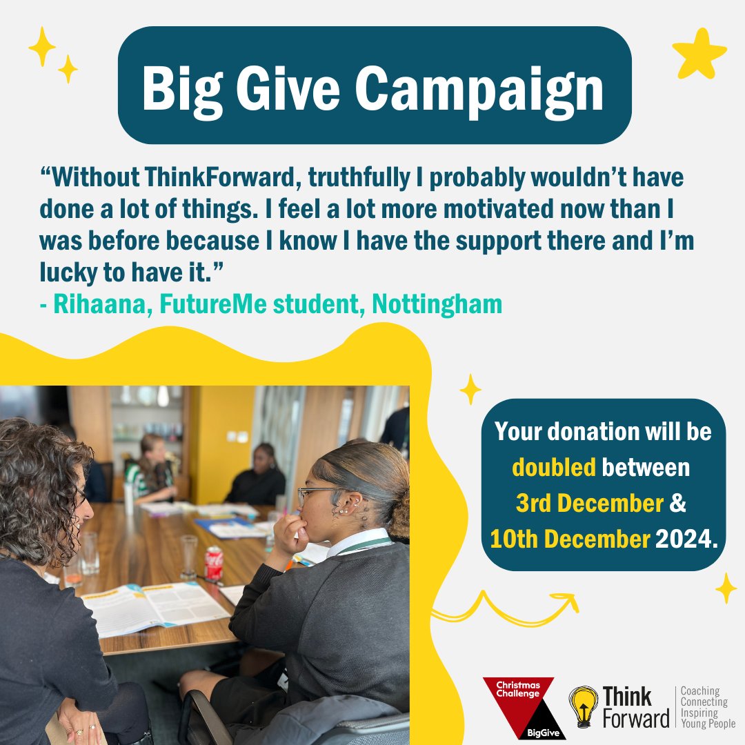 Donate to our <a href="/biggive/">Big Give</a> campaign &amp; make a real difference to young people's lives.
Our long-term, personalised coaching programmes transform young lives &amp; address the inequitable outcomes that young people from underserved backgrounds face.
Donate now👉 ow.ly/BOI150UnKJv
