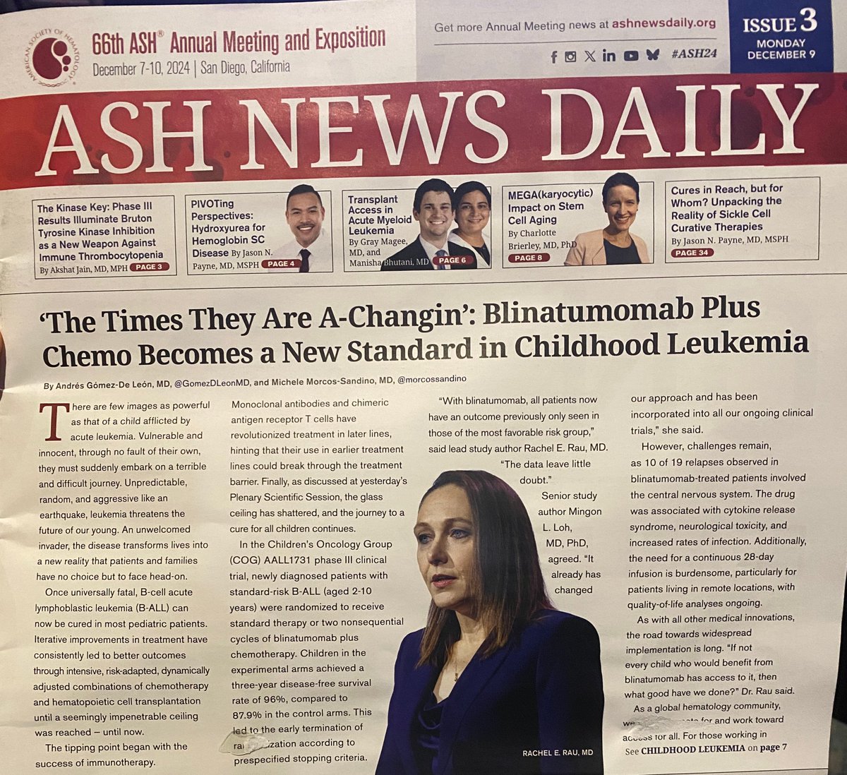 The success of blinatumomab in first line ALL continues. 

The next step is working for global access and equity! Humans with leukemia should not die just because of where they were born. 

Read ASH NEWS out now: tinyurl.com/yz8cpxh6 #ASH24