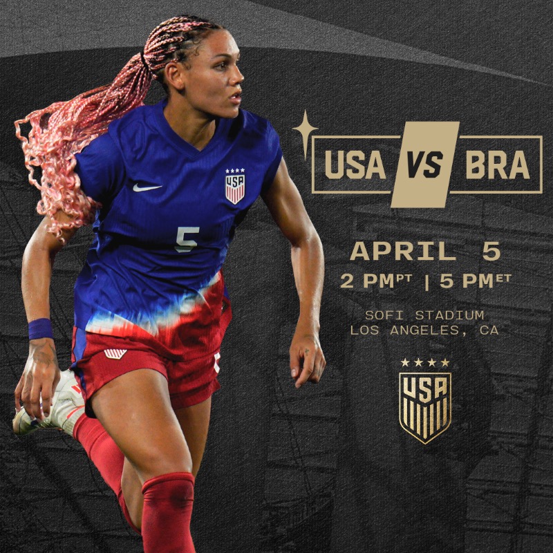 USWNT's tweet photo. The first-ever professional women's sporting event at SoFi Stadium will be a gold medal rematch ✨

Get early access to tickets now ⬇️