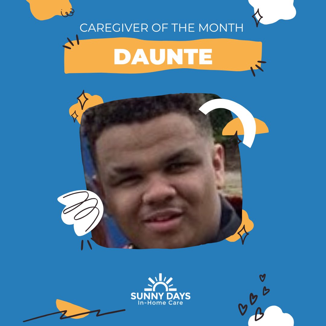SunnyDaysIHC's tweet photo. Meet our featured caregiver of the month…Daunte! To read more about Daunte and all of our other wonderful caregivers, visit us online at https://t.co/nLusCfiZrA⁠
⁠
#SunnyDaysInHomeCare #SunnyDays #Caregiver #PittsburghSeniorCare #ElderCare #EmployeeOfTheMonth #AboveAndBeyond https://t.co/1sqT4msnPH