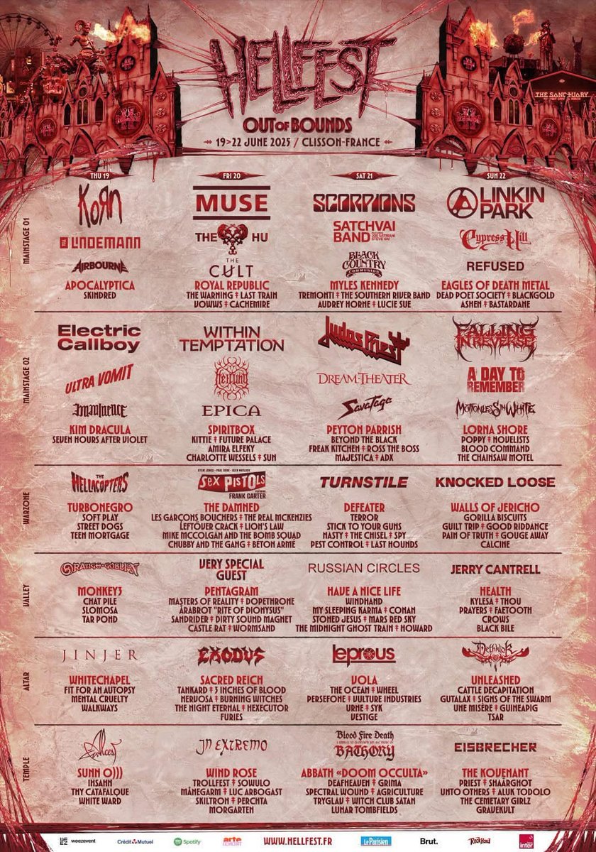 🩸 𝗢𝗨𝗧 𝗢𝗙 𝗕𝗢𝗨𝗡𝗗𝗦 🩸

Hellbangers, the wait is finally over—the lineup for Hellfest’s 18th edition has been unveiled!

We’ll see you in 193 days at CLISSON ROCK CITY! 

🤝 France #hellfest #2025 #cartel #post #metalheads