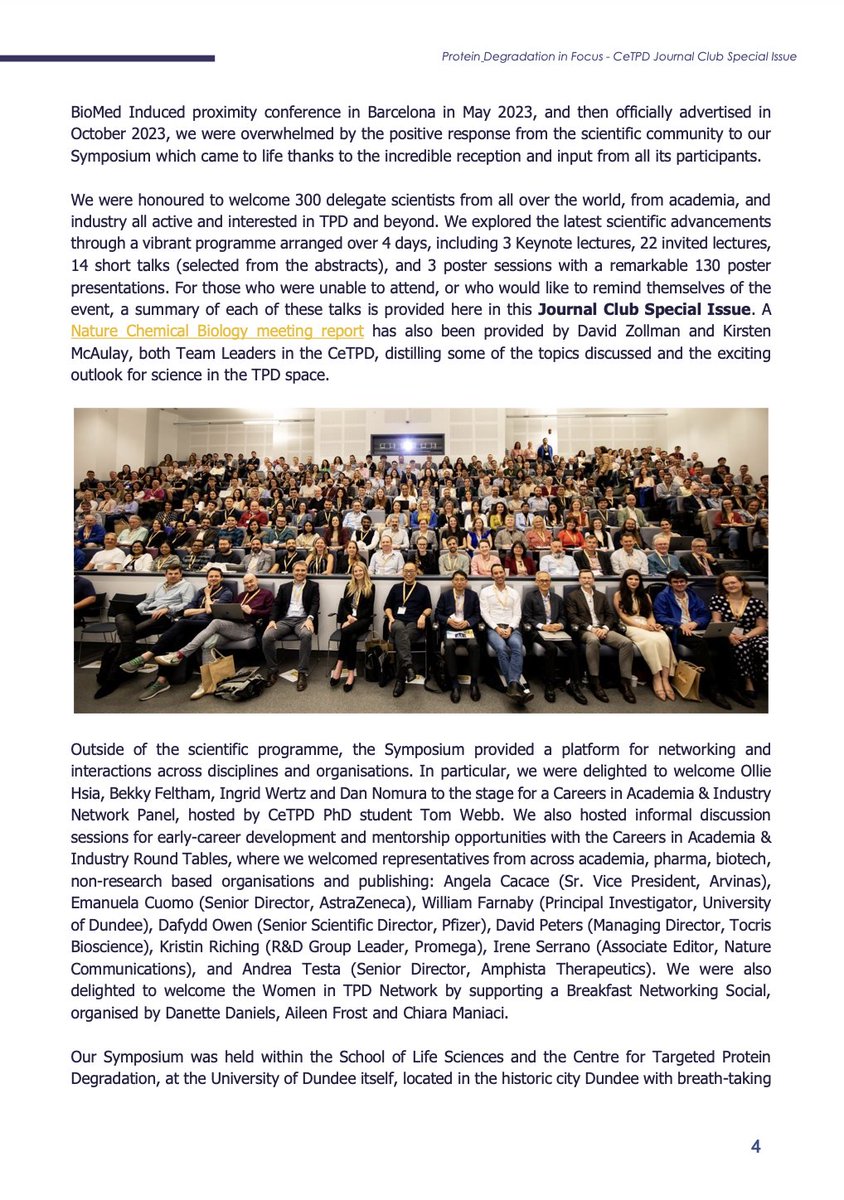 CharlCrowe's tweet photo. It was great to contribute this Foreword for the @UoDCeTPD Journal Club about our 'Protein Degradation in Focus' Symposium May 2024 #TPDFocus with @alessiociulli @val_spiteri
Check it out: https://t.co/1W70KD1Ixq https://t.co/VNG1oacy29