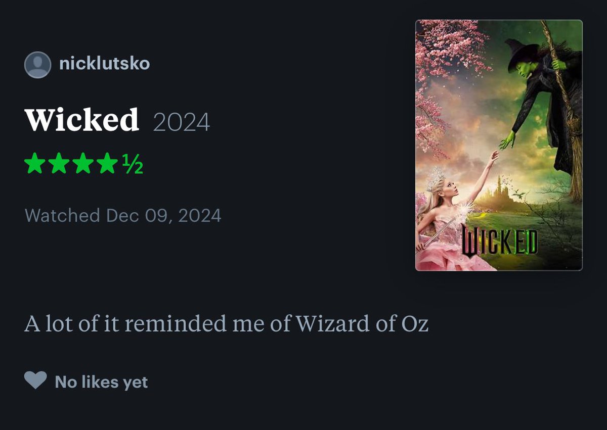 NickLutsko's tweet photo. My wicked review https://t.co/qJ5RsPzg2O