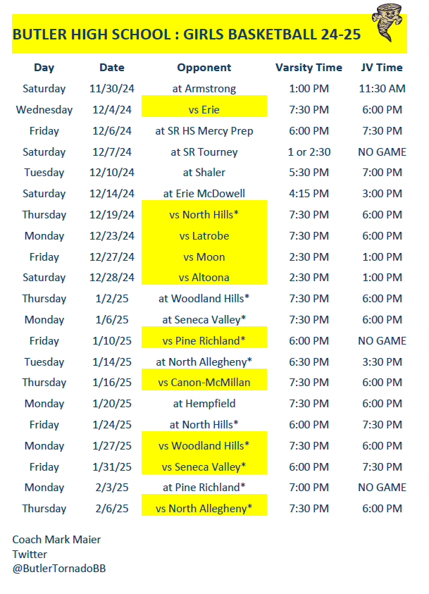 2024-25 Picture and Schedule. Let's go. 🌪️🏀