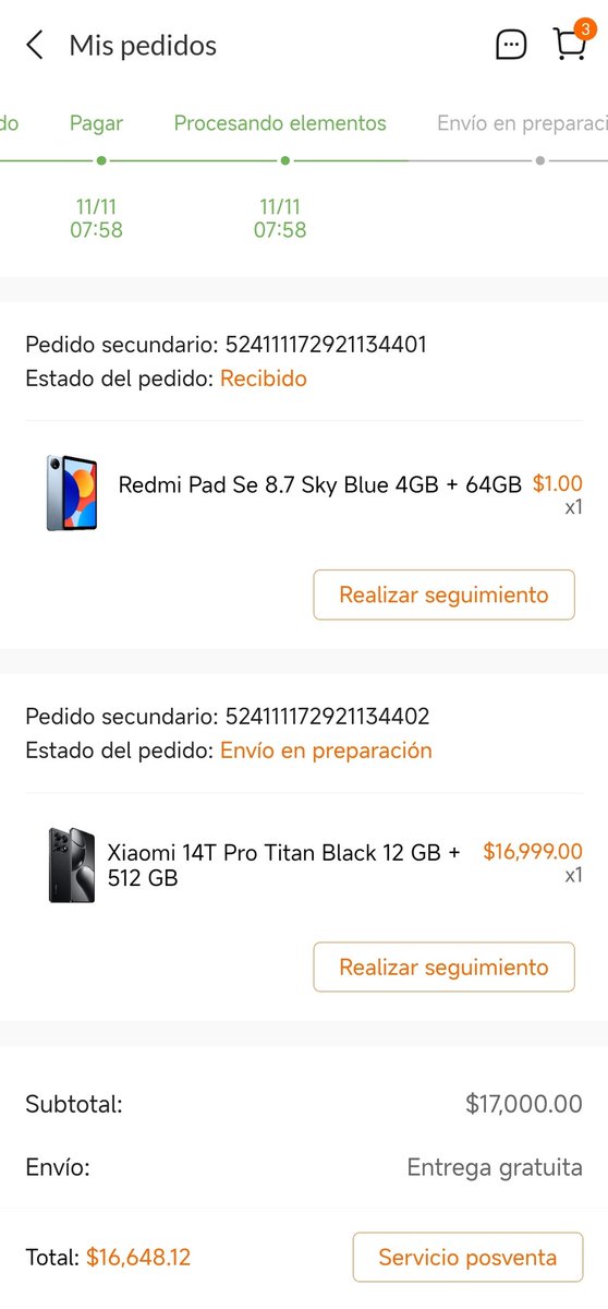 waldoos37's tweet photo. @XiaomiMexico @Xiaomi @xiaomistoremex pésimo servicio, hice mi pedido en linea el 11/11/24 y no tengo respuesta ni fecha de entrega. Hoy hablé para cancelar y que me devuelvan mi dinero y me dicen que no se puede... Que pasa?? https://t.co/cJlBRQ5ZCR