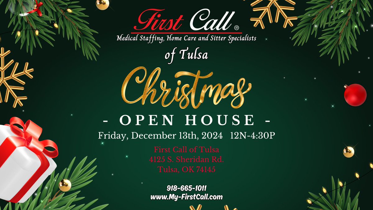 medical_call's tweet image. 🎄🎉 You’re invited to our Annual Christmas Open House at First Call! 🎉🎄

Join us on Friday, December 13th from 12 PM - 4:30 PM for a celebration filled with food, friends, and fun! 🎁✨

See you there! 🎅🏼 #FirstCallTulsa #ChristmasOpenHouse #CelebratingCommunity #HolidayCheer