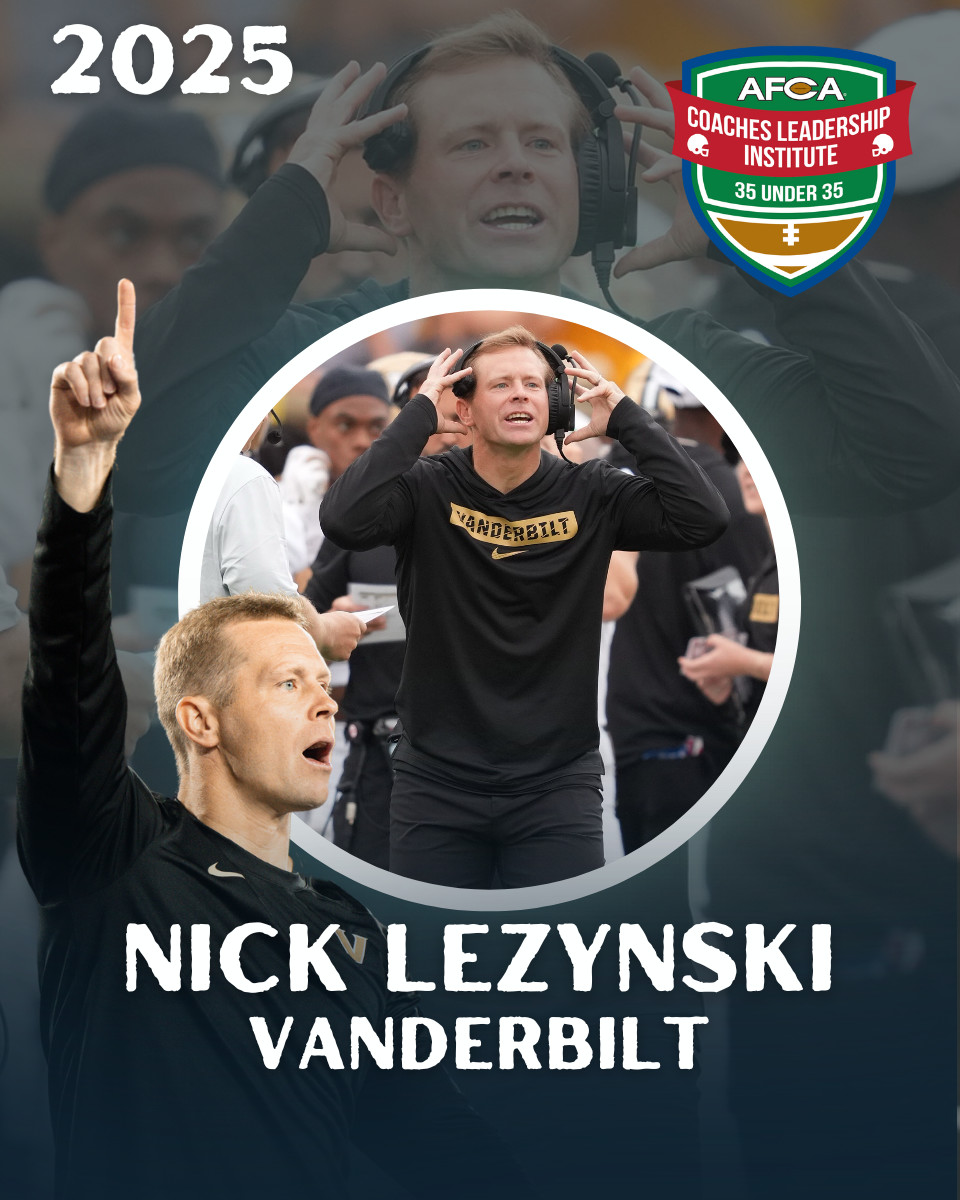 AFCA (@weareafca) on Twitter photo Congratulations to <a href="/VandyFootball/">Vanderbilt Football</a> Defensive Run Game Coordinator / Linebackers Coach <a href="/Coach_Lezynski/">Nick Lezynski</a> on being named to the 2025 AFCA 35 Under 35 Class! 🏈 Congratulations to <a href="/VandyFootball/">Vanderbilt Football</a> Defensive Run Game Coordinator / Linebackers Coach <a href="/Coach_Lezynski/">Nick Lezynski</a> on being named to the 2025 AFCA 35 Under 35 Class! 🏈