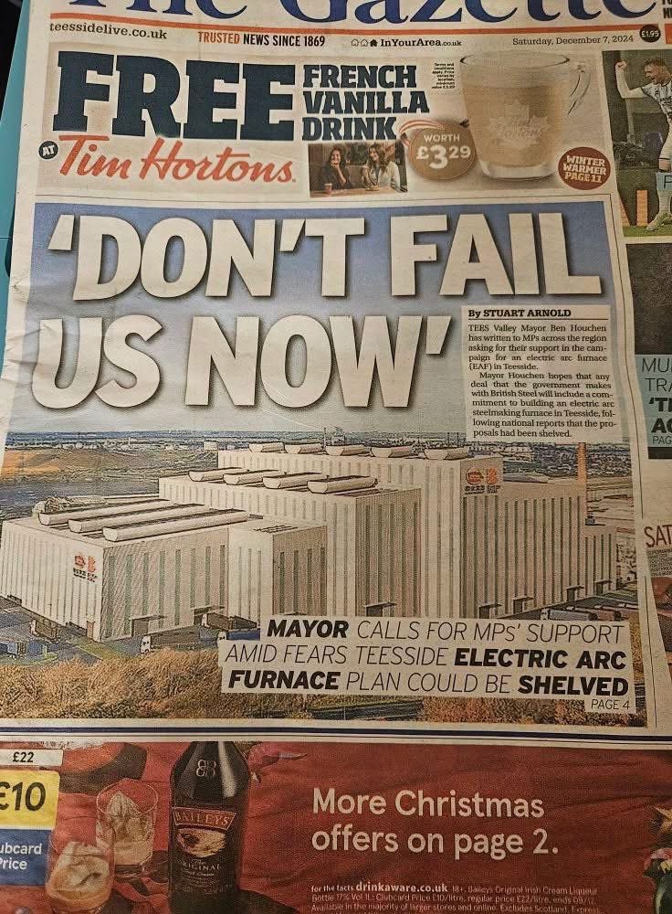 Ben Houchen (@benhouchen) on Twitter photo Local Labour MPs can’t see beyond their red rosettes and are refusing to work with me to bring a new electric arc steel plant to Teesside. It seems they would rather fight me than deliver for our area.
But they thought it appropriate to steal pensioner’s winter fuel allowance Local Labour MPs can’t see beyond their red rosettes and are refusing to work with me to bring a new electric arc steel plant to Teesside. It seems they would rather fight me than deliver for our area.
But they thought it appropriate to steal pensioner’s winter fuel allowance