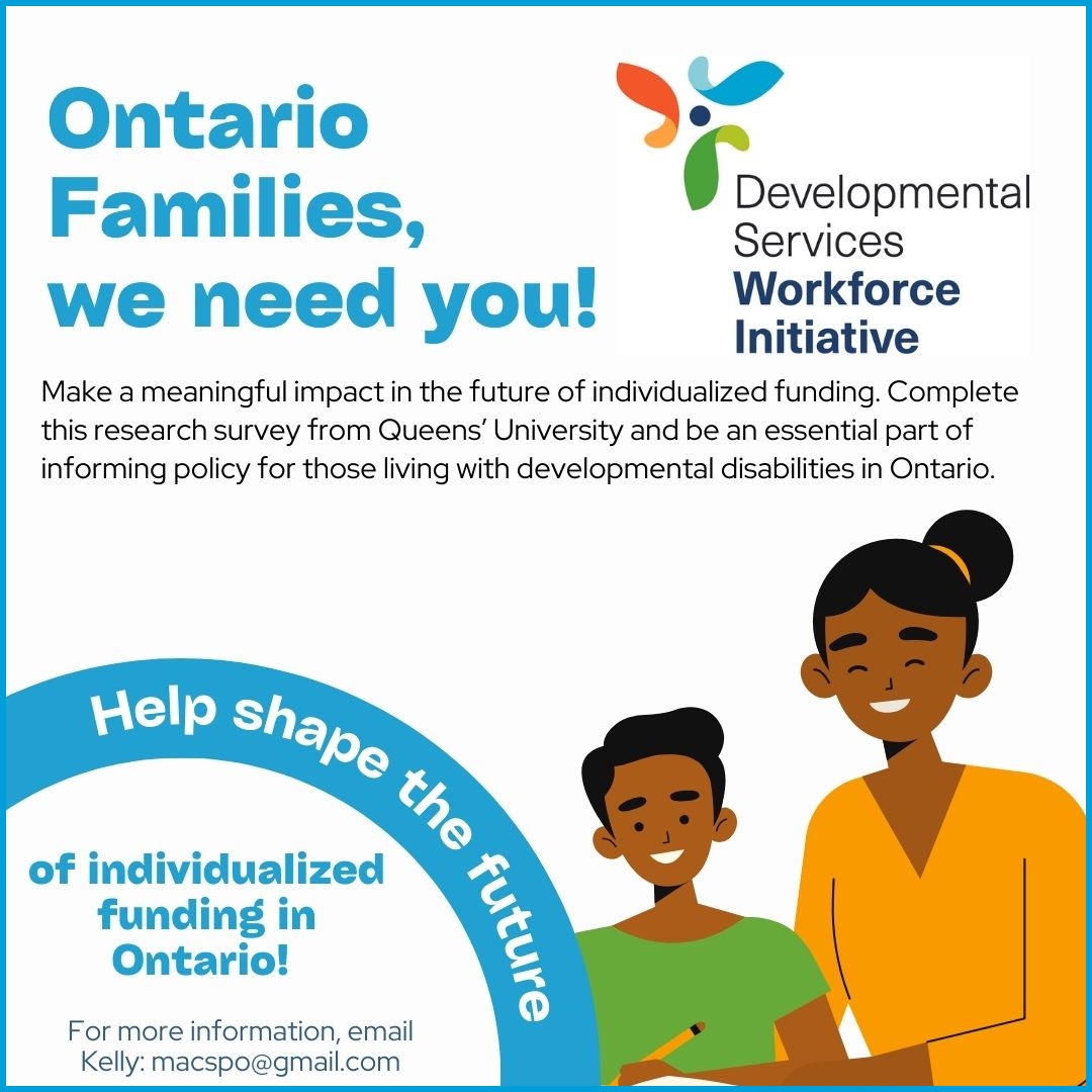 Are you responsible managing individualized or direct funding for a loved one’s support services? Queen’s University &amp; the Developmental Services Workforce Initiative (DSWI) want your help to shape the future of developmental disability support in Ontario: queensu.qualtrics.com/jfe/form/SV_9S…