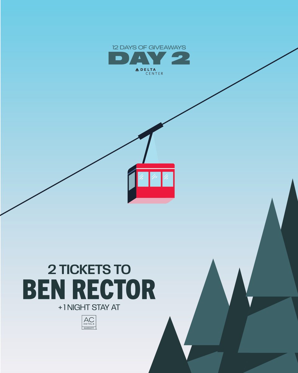 deltacenter's tweet photo. DAY 2: Win two tickets to see @benrector at #DeltaCenter on Nov. 15, 2025, PLUS a one-night stay at the AC Hotel SLC!

To enter:
1️⃣Follow @deltacenter
2️⃣RT
3️⃣Tag a friend

*The winner will be DM'd on 12/11. https://t.co/BV1zRnqEbR