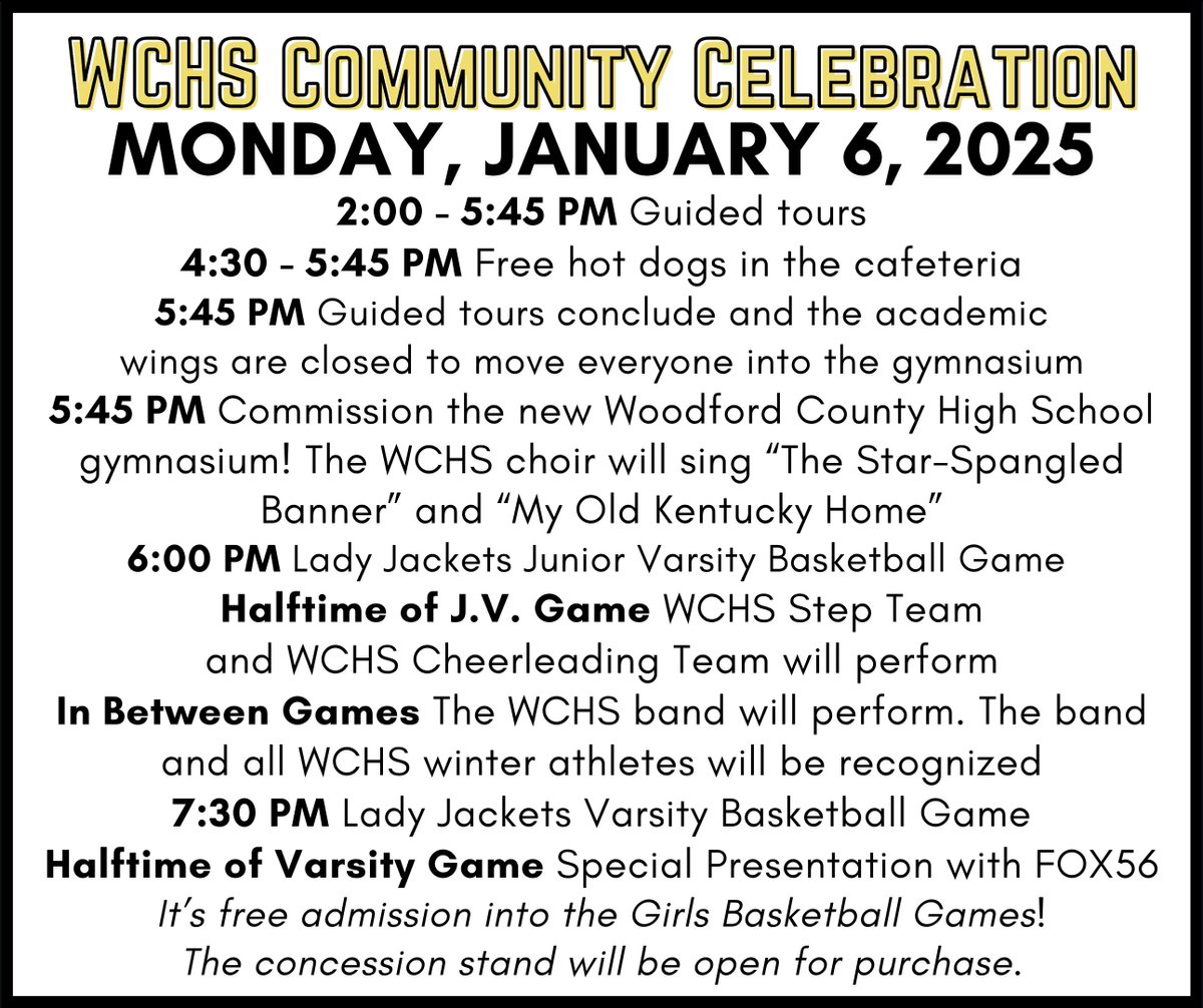 WoodfordCoPS's tweet photo. Mark your calendar for the Woodford County High School Community Celebration! 🤩🗓️✔️
#KidsWin #changinglives #1county1school #WCPSInfluence https://t.co/GbdYn1hEaW