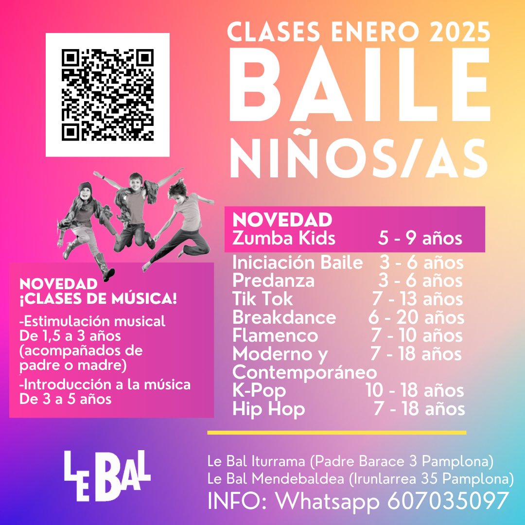 escuelalebal's tweet photo. 📢Ya está abierto el plazo de inscripción para las nuevas clases de baile para empezar en enero 2025 en los dos centros Le Bal #Pamplona (Iturrama y Mendebaldea).

No te quedes sin tu plaza y ¡apúntate ya! 
 ➡️Whatsapp 607035097
 ➡️ Más INFO: https://t.co/I7wAaHFLGk https://t.co/1qYOOLaDge
