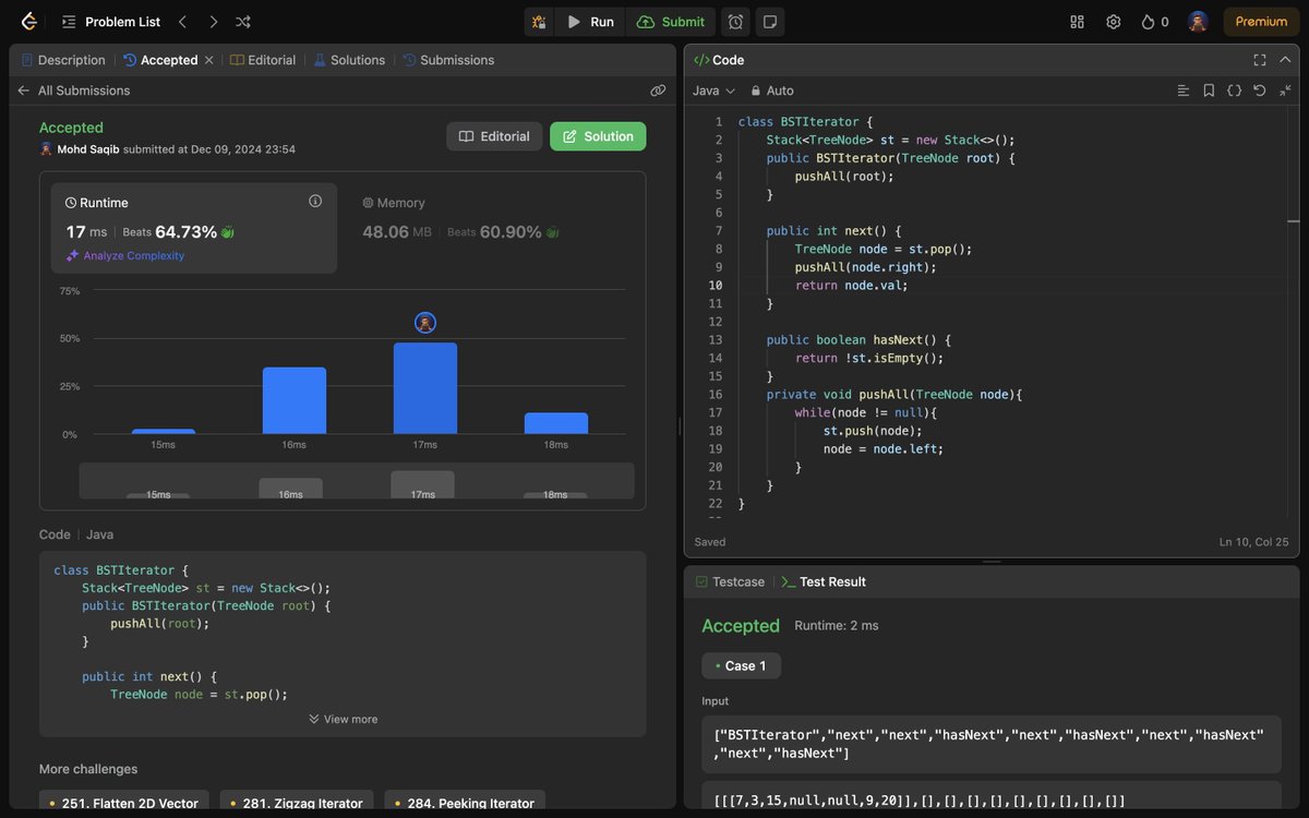 Mohd_Saqib_'s tweet image. ๐ Day 141 of #180DaysOfCoding ๐
โ
173. Binary Search Tree Iterator (Implemented next() and hasNext())
โ
653. Two Sum IV - Input is a BST (Using Inorder Traversal & Two Pointers)
#BinarySearchTree #BST #Java #LeetCode #100DaysOfCode #DSA #letsconnect #connect