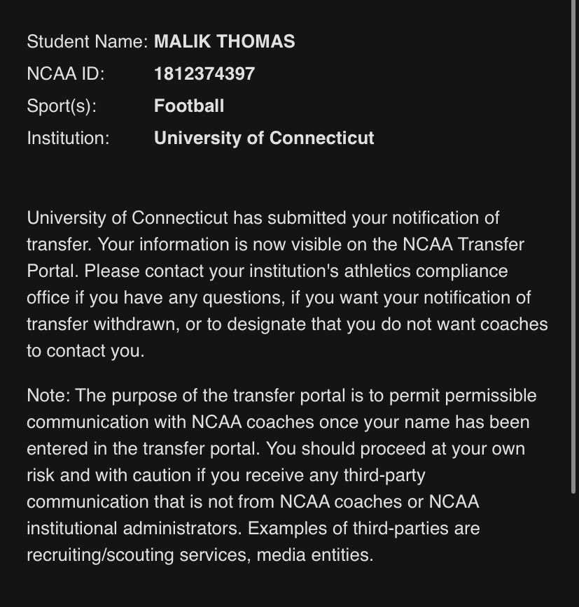 Malik_thomas_Jr's tweet image. UConn transfer RB, 1 year of eligibility 📲
Game/practice🎥