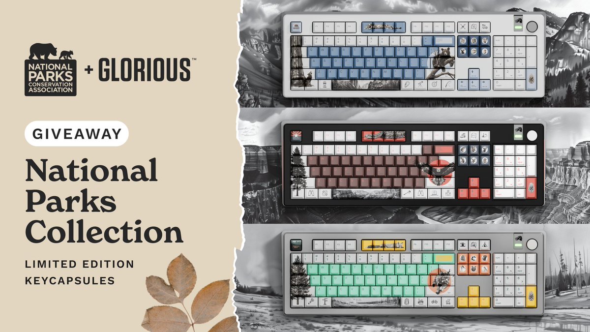 Glorious's tweet photo. It’s time to take a break from the screen and step outside! Here's your chance to win a National Parks Keycaps Set!

Steps:
1️⃣ Follow us
2️⃣ Step outside and snap a pic of you touching grass. (doesn’t have to be a selfie—get creative!)
3️⃣ Tag us &amp; use the hashtag #IAmGlorious https://t.co/YKI84nbpVs