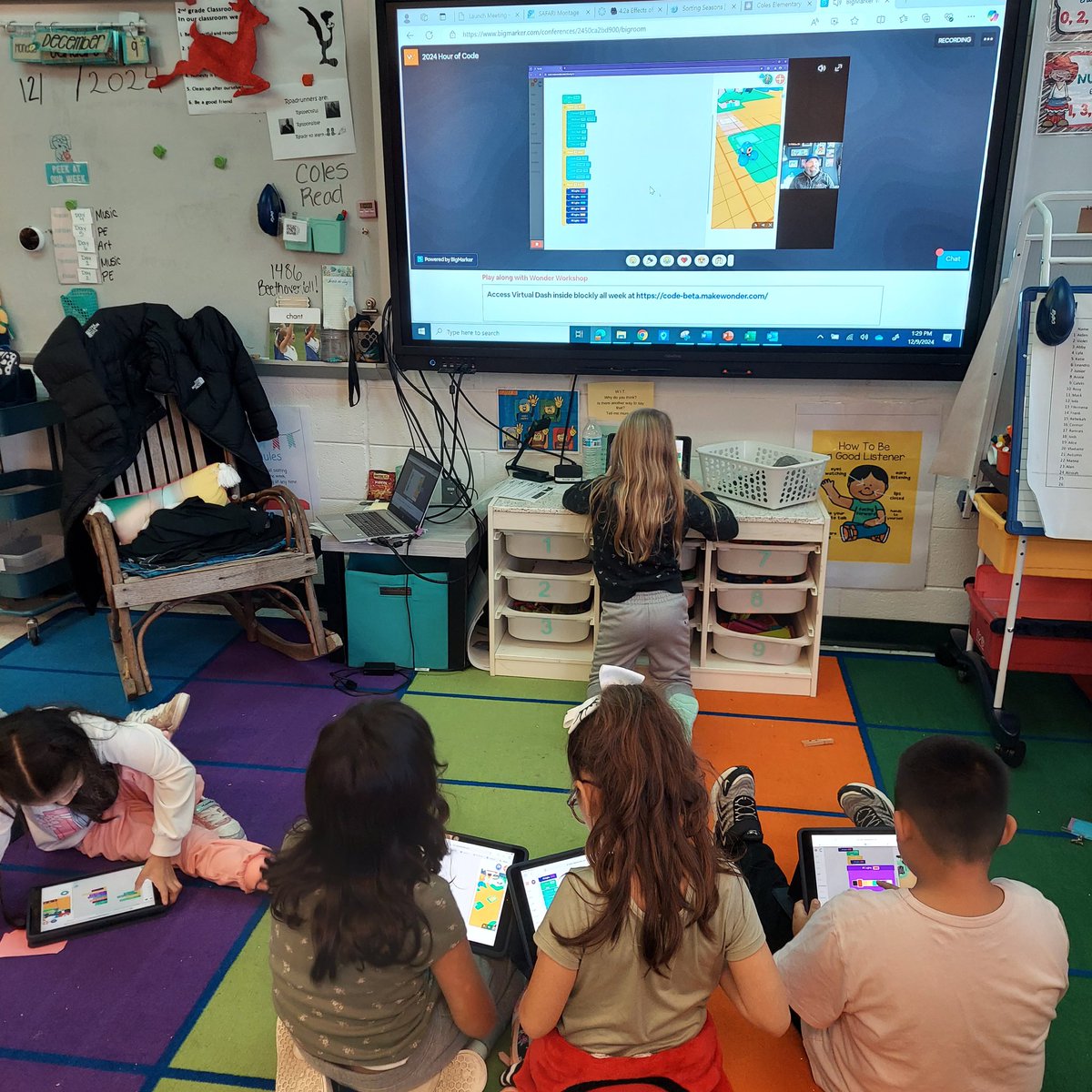 EdTechieMeg's tweet photo. 2nd graders engaged in an Hour of Code with @WonderWorkshop Thank you @BryanLMiller for this hands-on virtual robot experience! #FunWithWonder @CharnickITC @mrwardtechie @CIT_PWCS https://t.co/nKRAOGLqc8