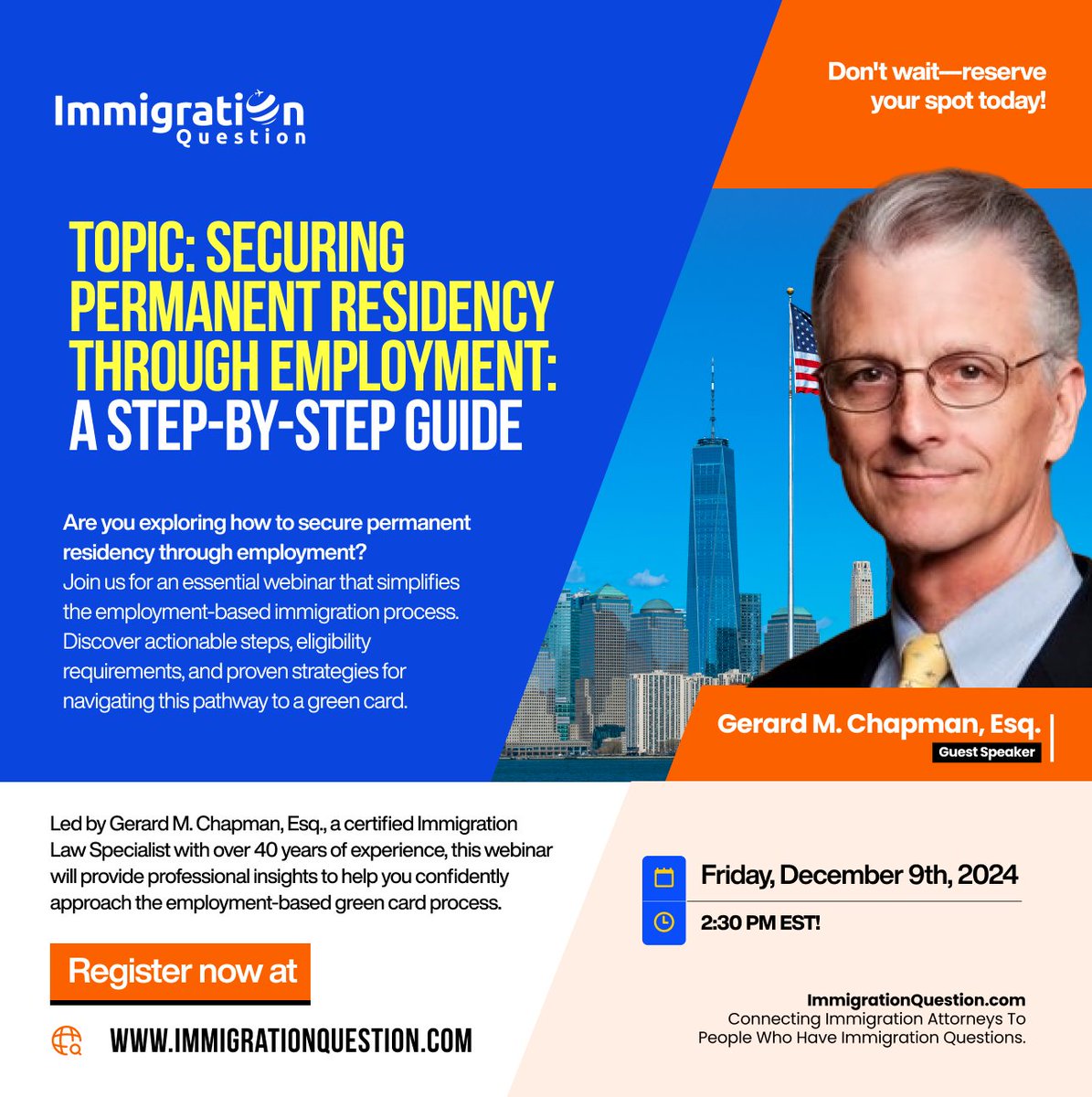 IMQuestionUSA's tweet image. Ready for permanent residency? Join our webinar on securing a green card through employment. Get insights and tips from an experienced immigration attorney. Register now!

immigrationquestion.com/webinar

#ImmigrationLaw #GreenCardProcess #EmploymentBasedImmigration