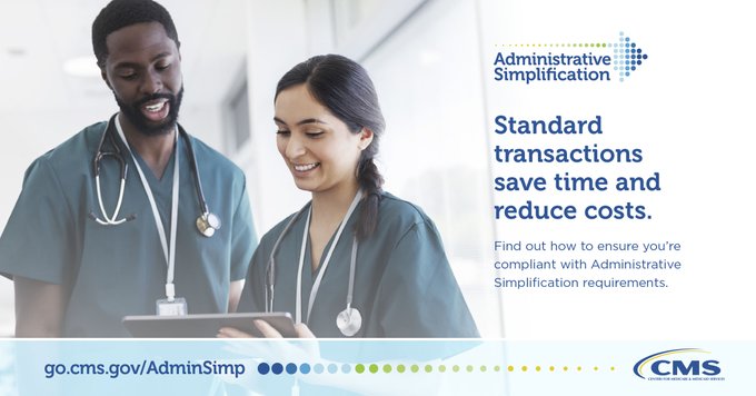 CMSGov's tweet photo. Operating rules simplify healthcare transactions by setting clear guidelines for electronic exchanges. From EFT to eligibility, learn how they streamline administrative processes for providers: https://t.co/COqI1EBwsf #AdminSimp https://t.co/qA3r8dxO3S
