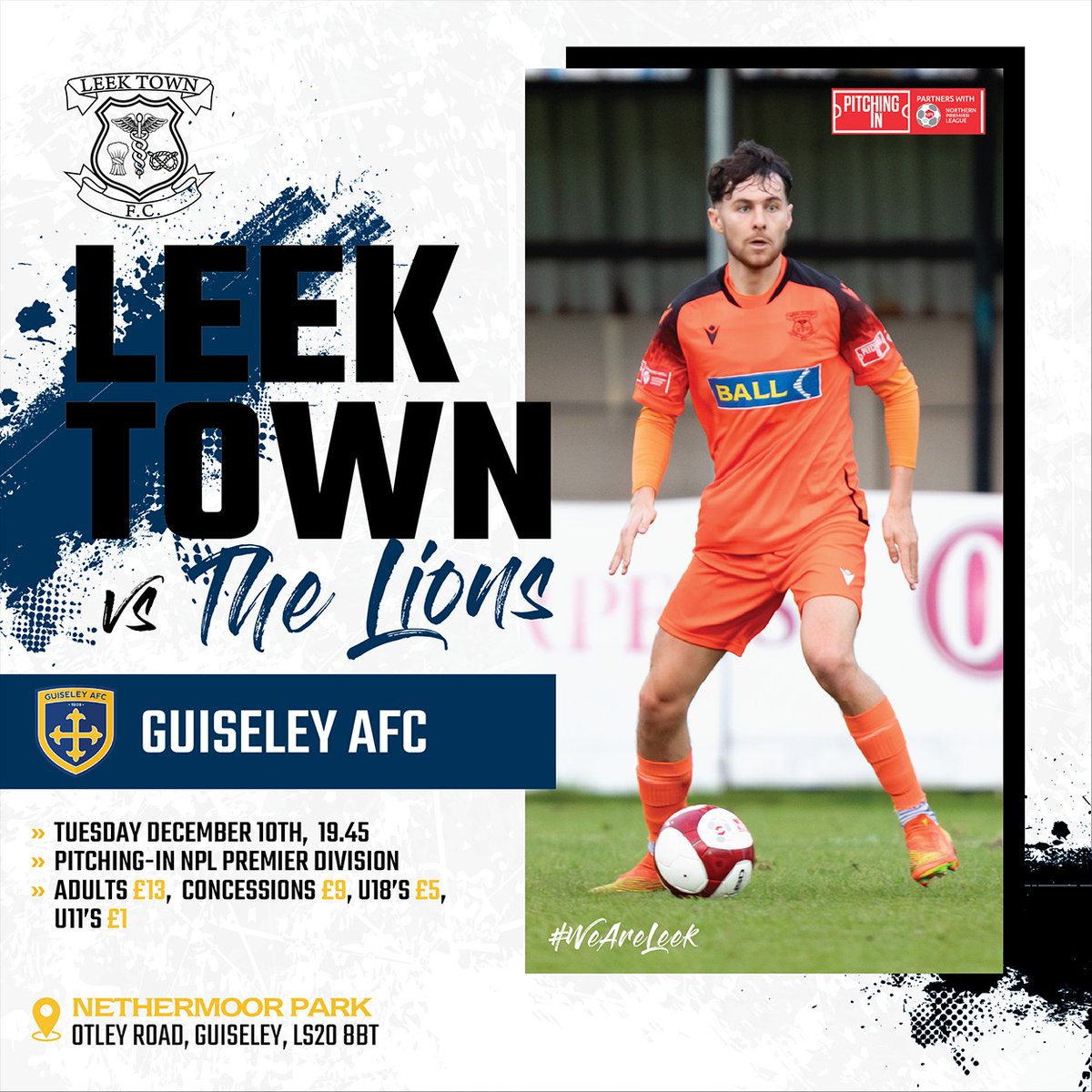 Leek Town FC ⚽️ (@leektown) on Twitter photo Our Match Preview against Guiseley is available on our website and the FANBASE APP
Preview ⬇️
pitchero.com/clubs/leektown…
🗓 Tue 10 December
🕓745pm
⚽<a href="/GuiseleyAFC/">Guiseley AFC</a>
📍LS20 8BT
🎫Adults £13 Conc £9 U18s £5 U11s £1 Our Match Preview against Guiseley is available on our website and the FANBASE APP
Preview ⬇️
pitchero.com/clubs/leektown…
🗓 Tue 10 December
🕓745pm
⚽<a href="/GuiseleyAFC/">Guiseley AFC</a>
📍LS20 8BT
🎫Adults £13 Conc £9 U18s £5 U11s £1