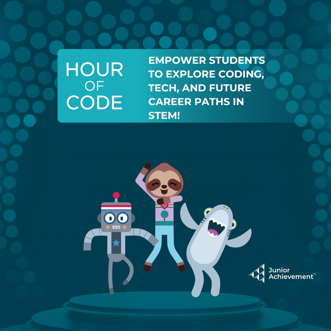 It’s Hour of Code! JA programs empower students to explore coding, tech, and future career paths in STEM. Let’s inspire young minds together!  hourofcode.com/us  #HourOfCode #JATechSkills
