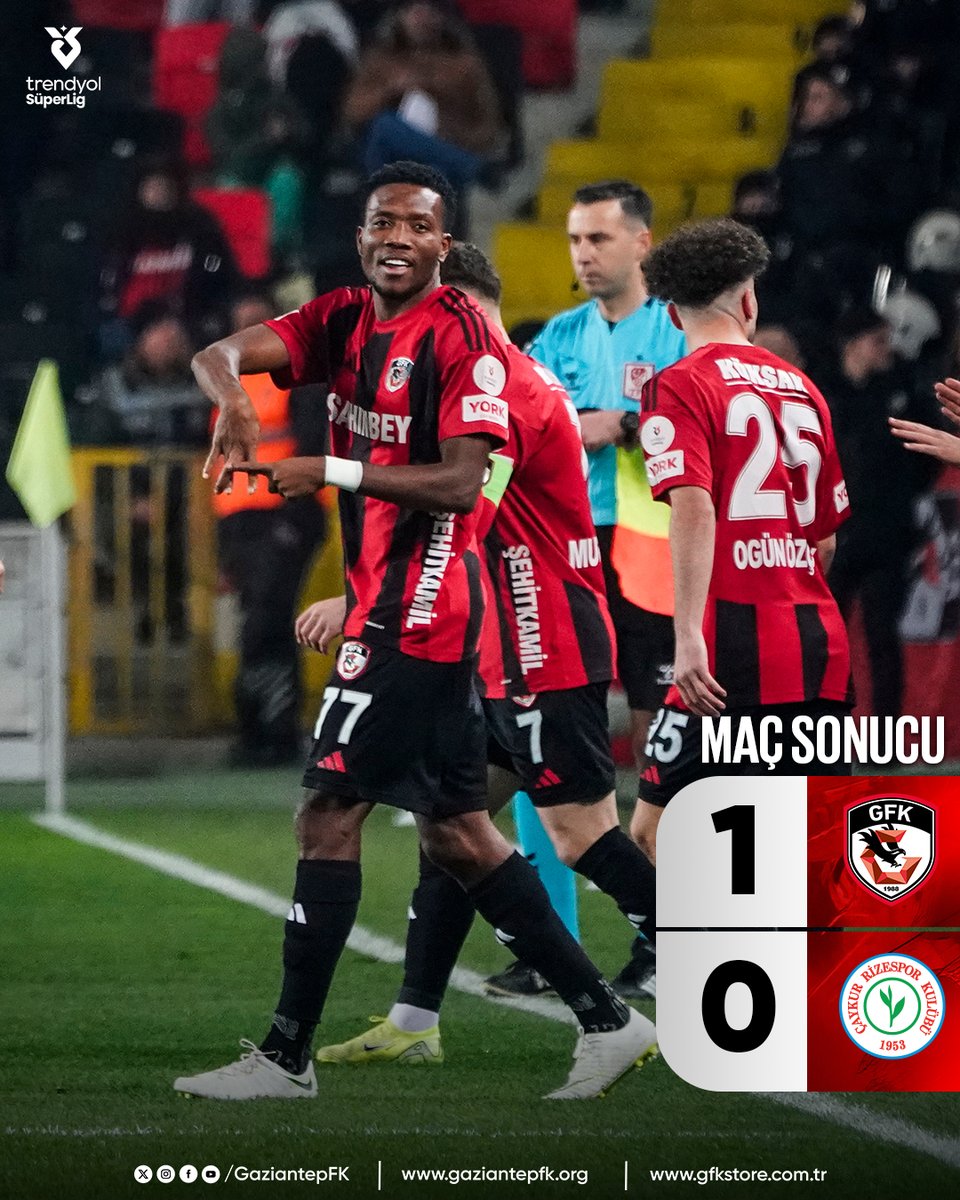 GaziantepFK's tweet photo. 👊 BURASI EVİMİZ, BURASI GAZİANTEP!

MAÇ SONUCU | Gaziantep FK 1-0 Çaykur Rizespor https://t.co/X5jE8Ds2y4