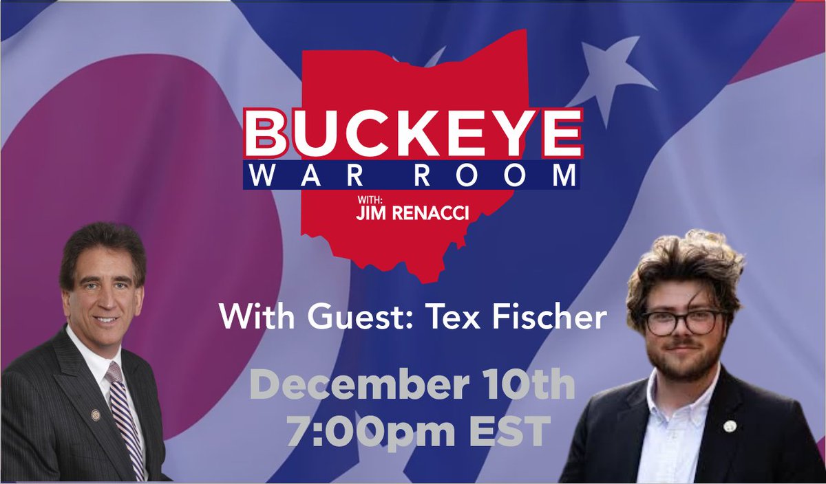 JimRenacci's tweet image. The Buckeye War Room is Back TOMORROW at 7pm with State Rep @texfischer! Tune LIVE on Facebook and YouTube! I forgot to ask Tex about that HAIR??