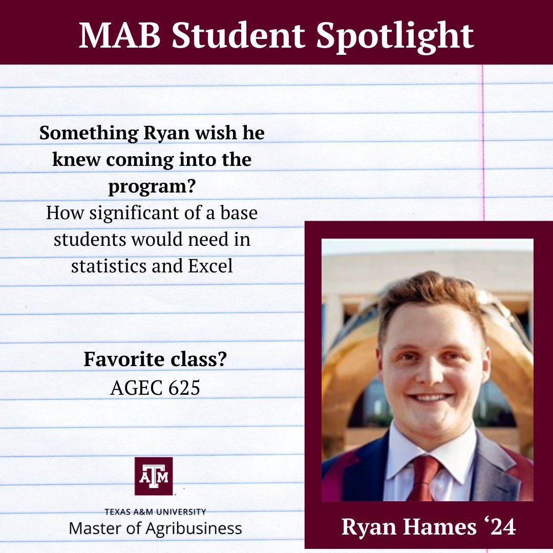 aggieMAB's tweet photo. Next up is Ryan Hames! Ryan is graduating this week and we can't wait to watch him as he begins his career! Congrats Ryan!!! https://t.co/kMLFlNoBHR