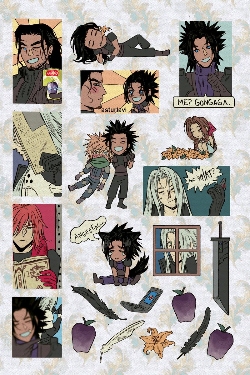 meteorsurvived's tweet photo. crisis core sticker sheet coming to a shinra merch store near you https://t.co/Cbd8TrTdyE