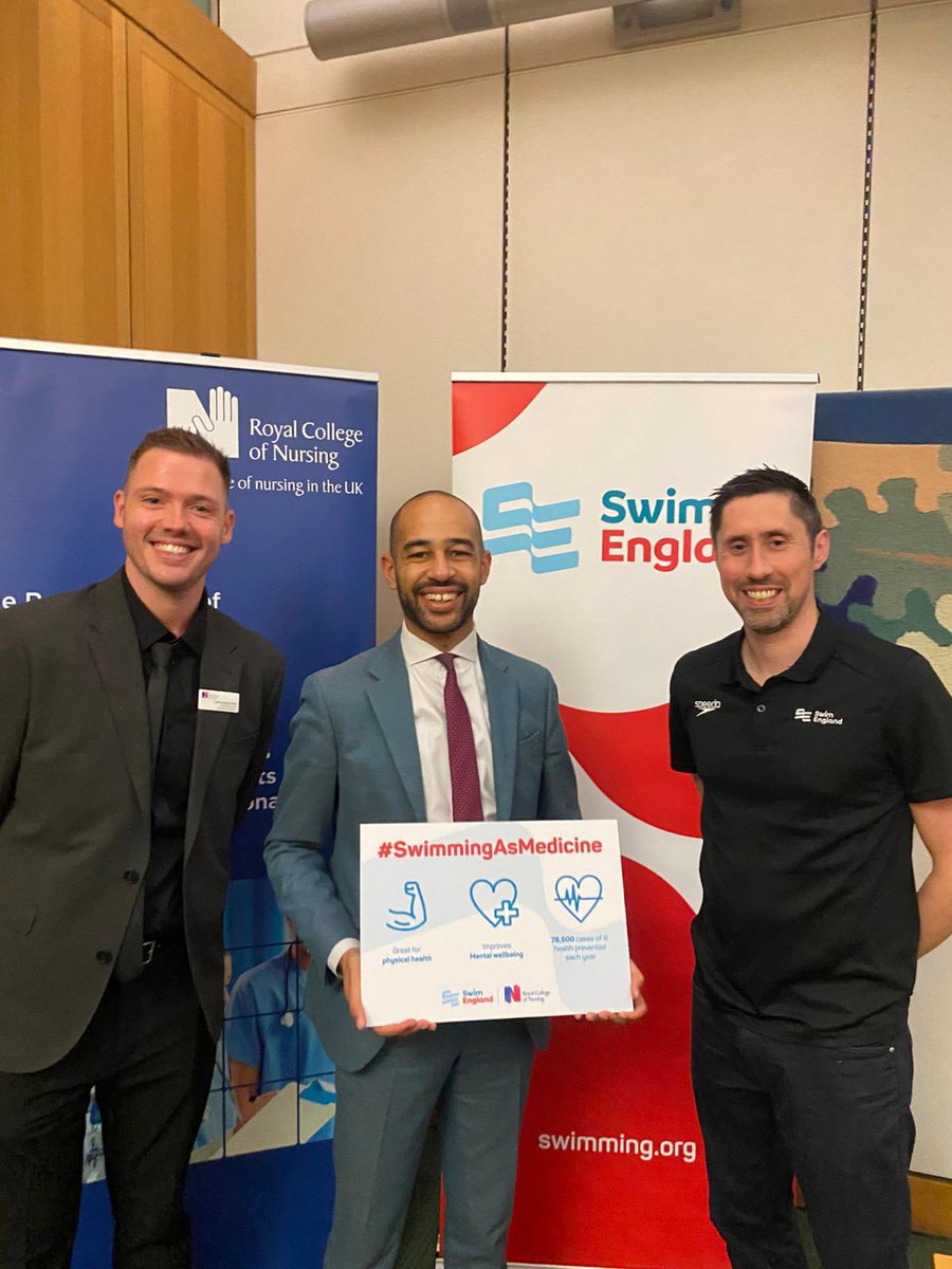 Swim_England's tweet photo. A great afternoon in parliament with the @theRCN promoting the role that swimming can play in improving the nation’s health 🏊

Thank you to all the MPs who came along and to the RCN for their help in spreading the message with health professionals across the country 🙌 https://t.co/5He44tSZfo