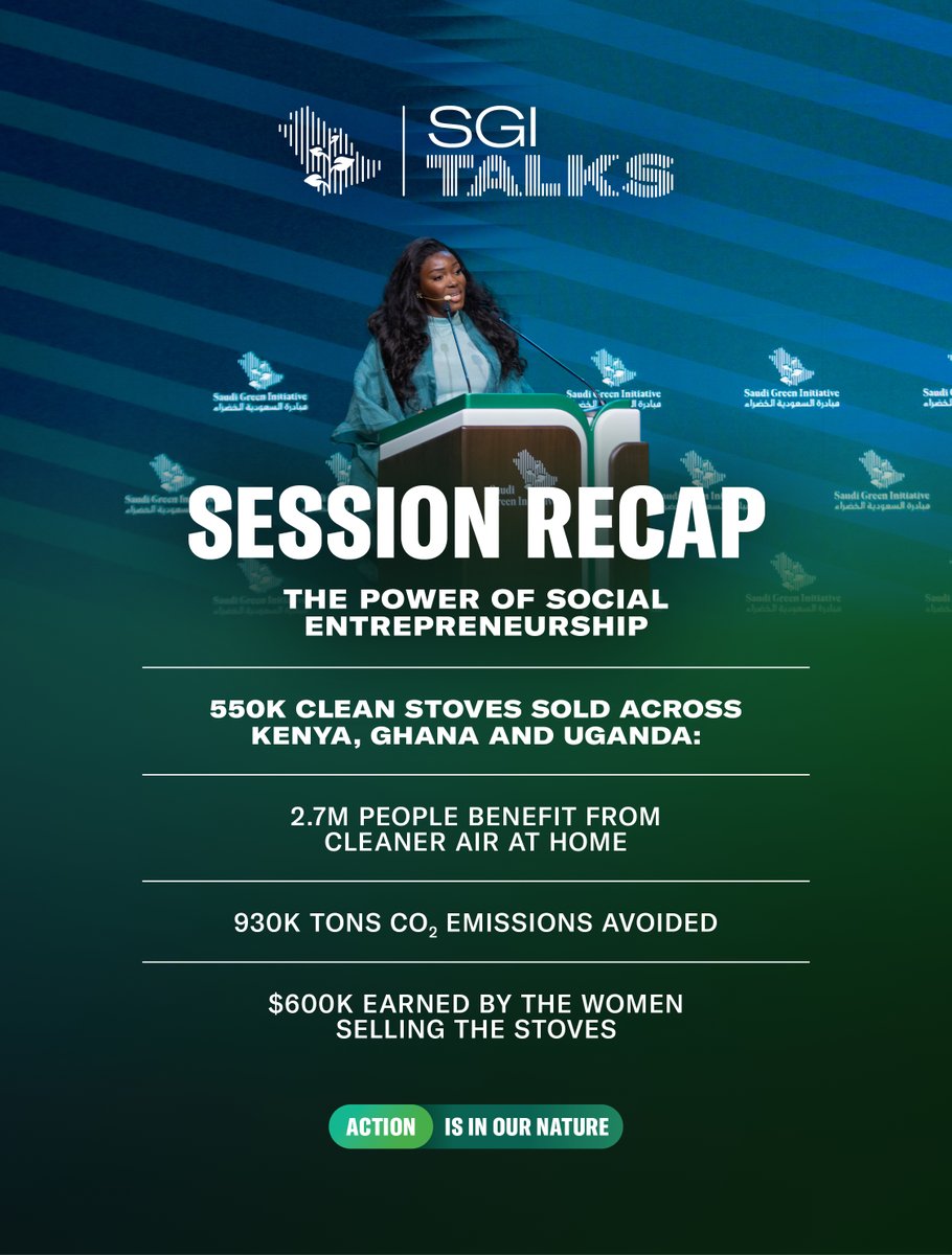 SGISaudi's tweet photo. Charlot Magayi, Founder and CEO of Mukuru Clean Stoves (@MukuruStoves) shared her experience developing a clean stove product that:
➡️ Tackles household air pollution
➡️ Reduces burn risks
➡️ Lowers cooking fuel consumption
Join us for #SGITalks daily until Dec. 13 at @UNCCD @Cop16Riyadh.