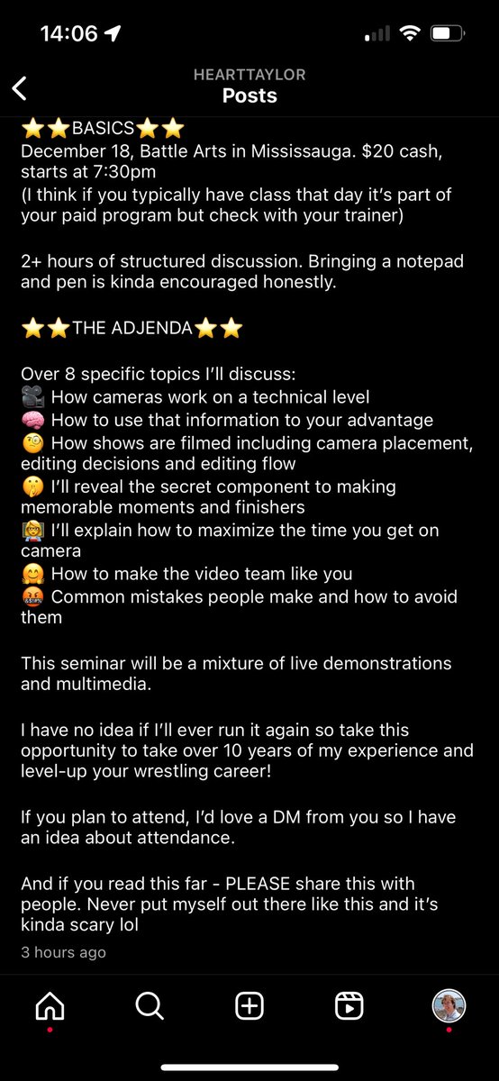 HeartTaylor's tweet photo. Not cancelled, just sharing info about my seminar

✅how cameras work
✅how to look amazing when you’re in the ring
✅making the most out of every moment
✅how shows are shot and where the cameras are
✅how to avoid mistakes that producers hate

❌spelling https://t.co/MrCBoNKz16
