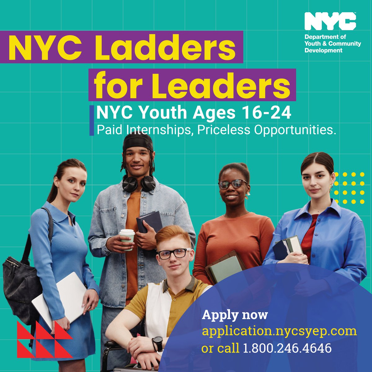 🚀 Ready to climb higher? Ladders for Leaders is now accepting applications! 🌟

📲 Apply today and learn more: application.nycsyep.com