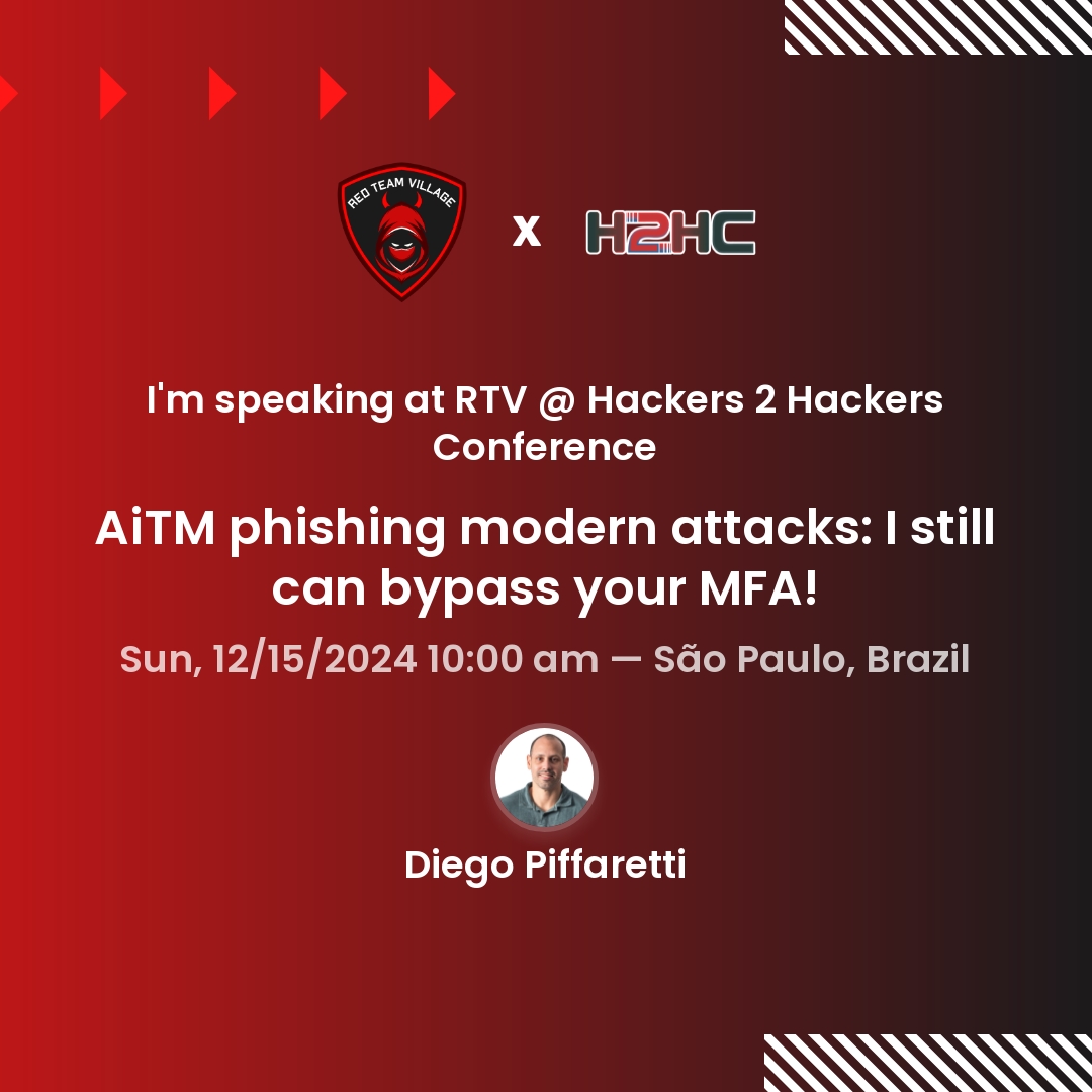 piffaretti's tweet photo. Estarei palestrando na Red Team Village na H2HC em SP! #h2hc #redteamvillage #rtv #phishing https://t.co/Jb1Z60wvjU