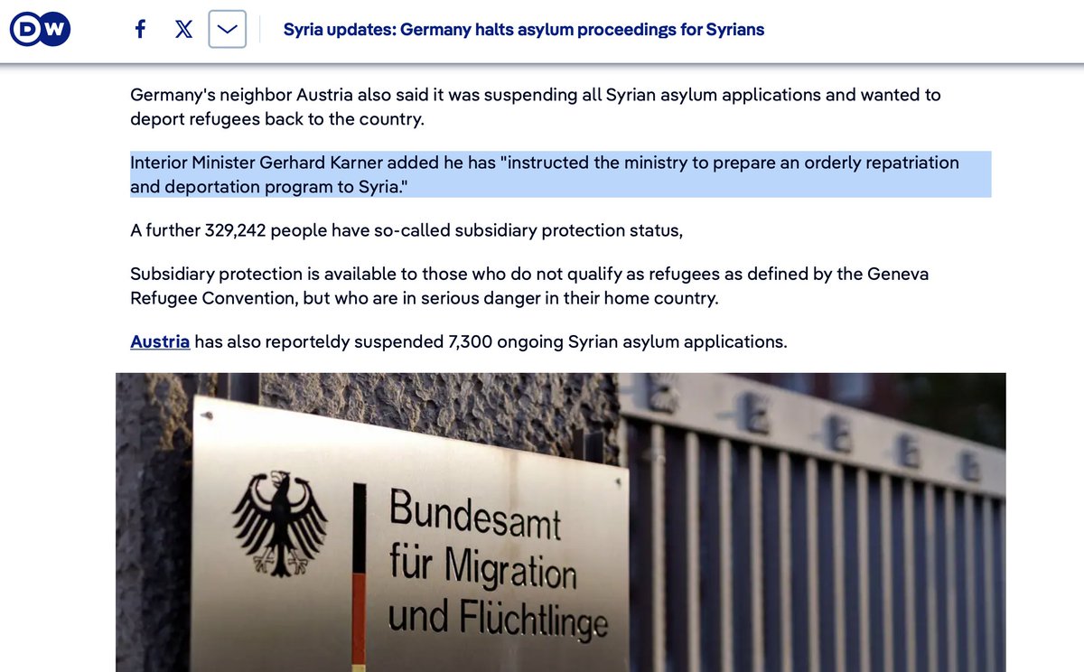 AliAbunimah's tweet photo. They didn't wait a minute for the situation to become calm and clear. As soon as HTS, headed by the former emissary of ISIS who has a notorious personal record of horrific sectarian atrocities, took power in Damascus, EU countries slammed door on Syrian refugees. Austria interior minister orders "orderly repatriation and deportation program to Syria."
