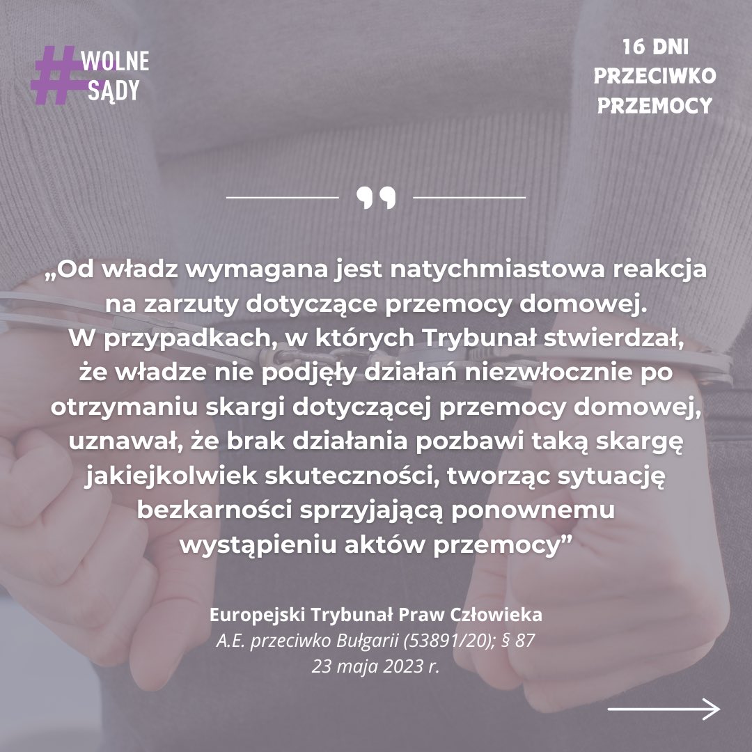 WolneSady1's tweet image. Akty przemocy domowej wymagają natychmiastowej i stanowczej reakcji państwa oraz podjęcia systemowych działań w tym obszarze.
Uwagę na tę kwestię zwracał wielokrotnie Europejski Trybunał Praw Człowieka, wypracowując w tym zakresie określone standardy ⚖️⤵️