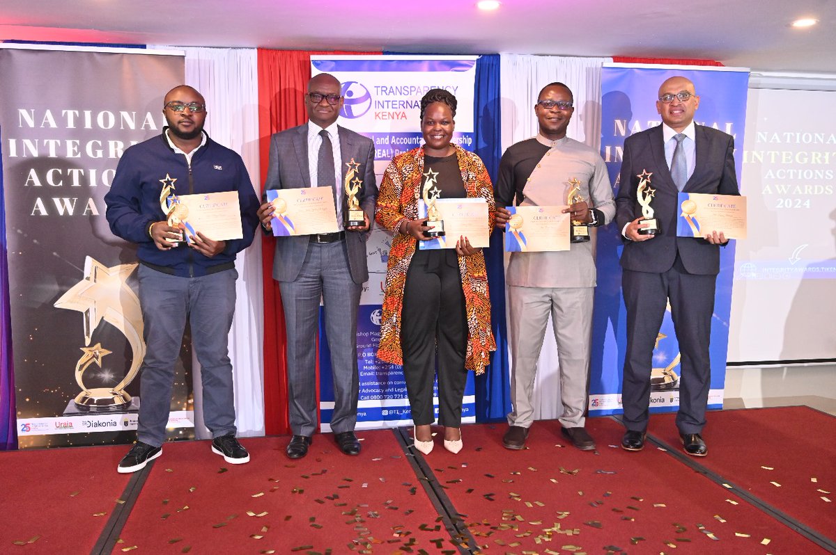 TIKenya's tweet photo. Today, we have recognised and awarded significant contributions and actions towards realising Kenyans' shared constitutional aspirations, national values and principles of good governance, leadership and integrity at the #IntegrityAwards2024. 

#PressRelease - https://t.co/ztsgklJnDK