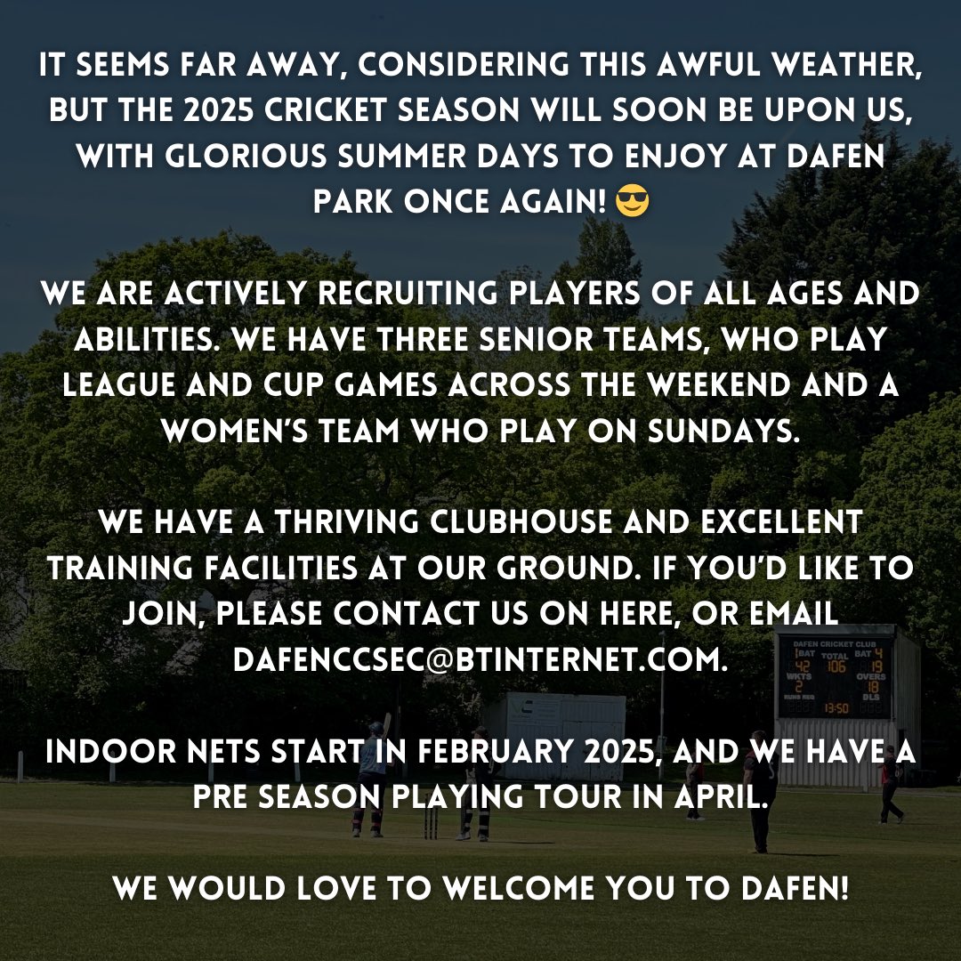 DafenWelfareCC's tweet photo. Looking for a cricket club? Look no further!😁 https://t.co/BuuwPH4XBC