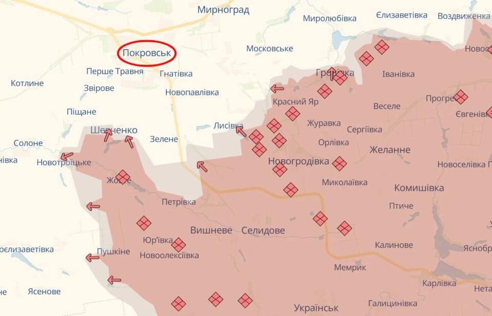 grntmedia's tweet photo. Росіяни просуваються на Покровському напрямку. За даними DeepState, ворогу залишилось 3,14 км до міста.

Як ми можемо на це вплинути? Подвоїти нашу підтримку війська.  

Підтримуйте наш збір на РЕБи для 46 бригади ДШВ та для 57 бригади.  

Спільними зусиллями ми можемо їм допомогти!  
Ваш донат потрібен тут: 

🫙Посилання на банку  https://t.co/HdFNduSKA5 

💳Номер картки банки:
4441 1111 2901 4373