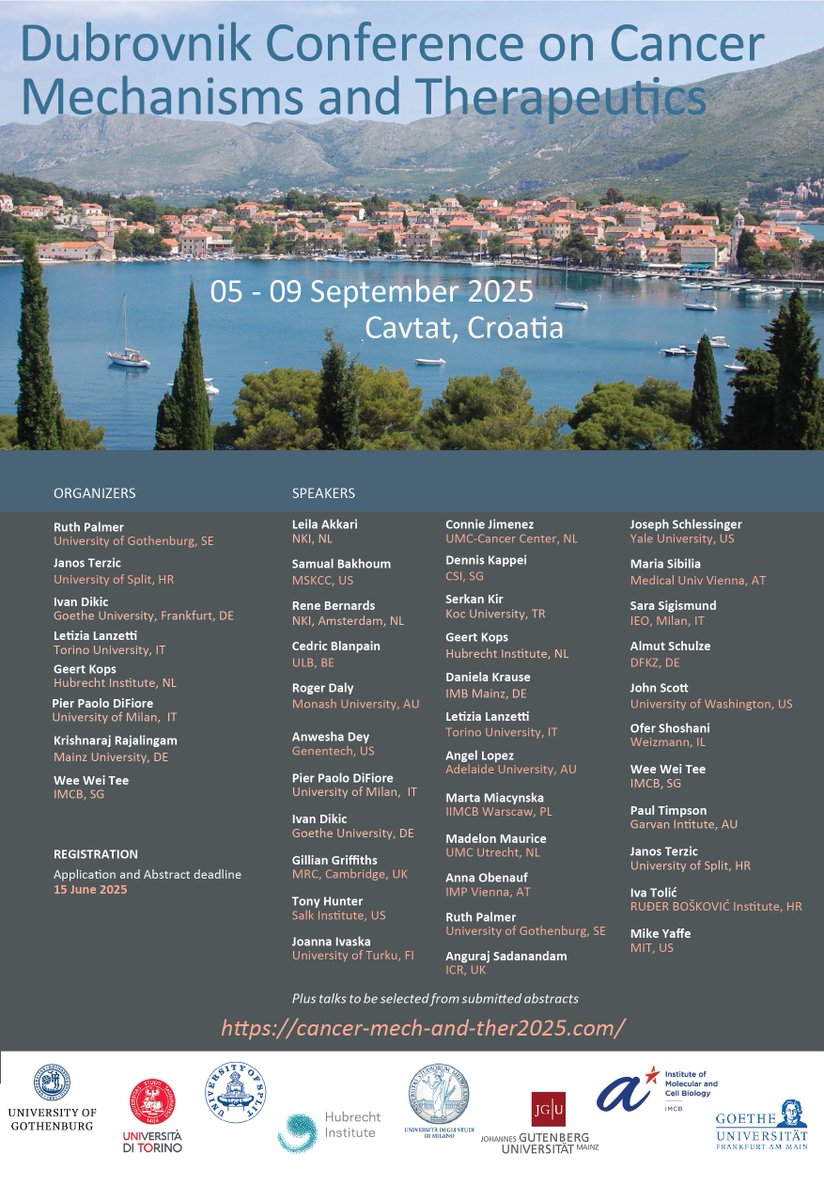Can’t wait for this hypnotic conference in the lovely Cavtat!  cancer-mech-and-ther2025.com/program/