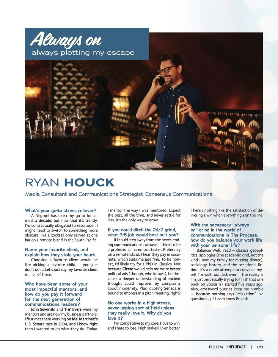 Grateful to capture portraits of Ryan Houck (<a href="/ConsensusComm/">Consensus</a>) for Great Communicators in the Fall 2024 Issue of @fla_pol’s INFLUENCE Magazine. Read his story here: issuu.com/influenceflori…
