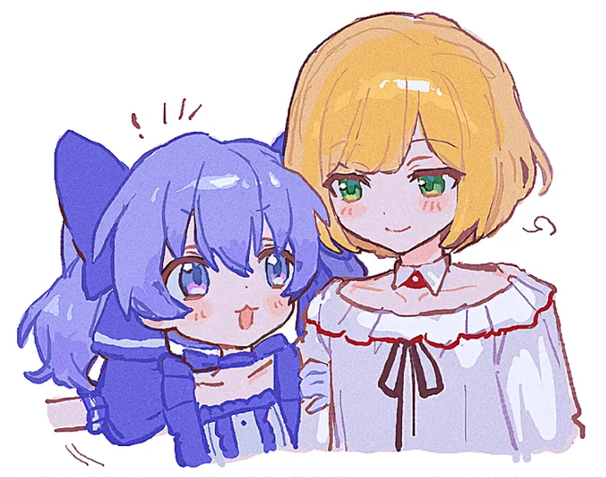 2人がまたどこかで遊んでるといいな#ちーあーと #アキくんちゃんアート 