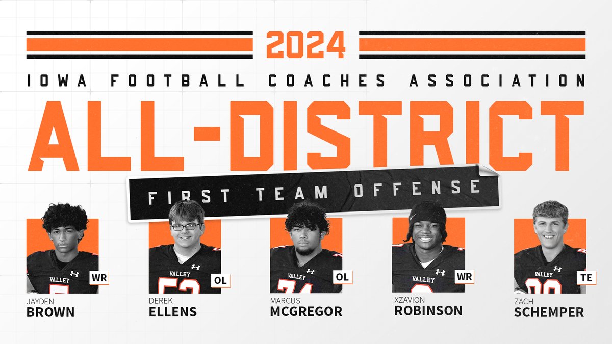 Valley Tigers First Team All District Offense.  Congratulations!