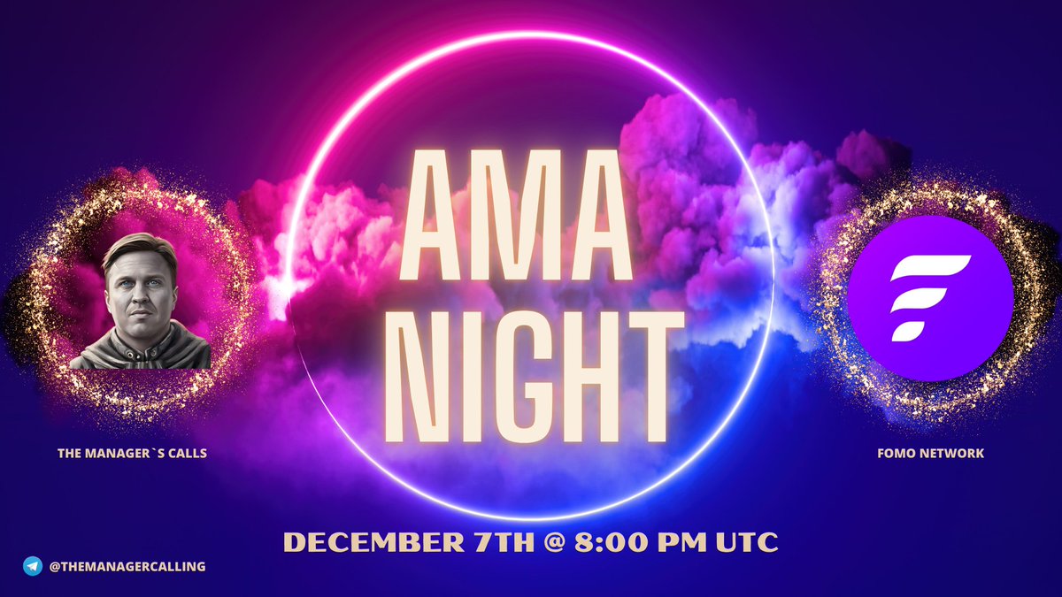 hagjan's tweet image. 🚀AMA: $FOMO NETWORK 🚀
📅 DECEMBER 10TH
⏰ 7:00 PM UTC
📍 VENUE: t.me/themanagercall…

🎙 DUCKRACE GIVEAWAY: 2 x $25 USDT
💬 BEST QUESTIONS:  2 x $25 USDT

Hi guys! Don’t miss out on the chance to learn about the rebirth of FOMO Network, win prizes, and engage directly with…