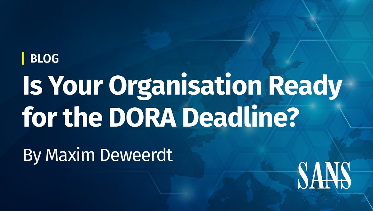 SANSEMEA's tweet image. ⏰ Time is ticking! Are you ready for the #DORA deadline? The EU's Digital Operational Resilience Act is reshaping #FinancialSector #Cybersecurity. Learn the key steps to compliance and protect your operations. @sansinstitute

Read the blog → sans.org/u/1zlT