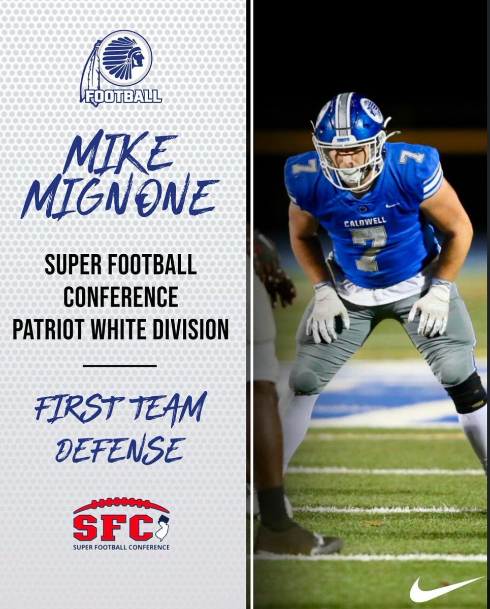 Mike Mignone (@mikemmignone) on Twitter photo Proud to announce that I was named First Team All Conference Linebacker this season.
<a href="/CaldwellFBall/">Caldwell Football</a> Proud to announce that I was named First Team All Conference Linebacker this season.
<a href="/CaldwellFBall/">Caldwell Football</a>