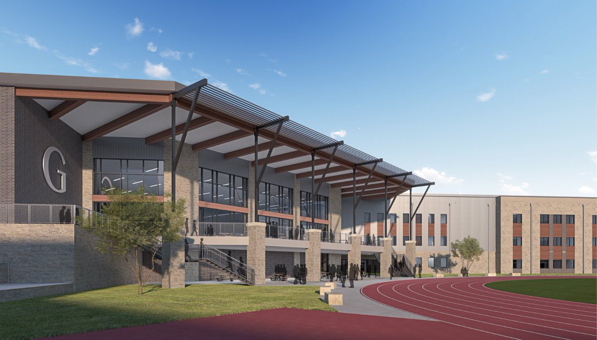 DevinPadavil's tweet photo. Coming to @GeorgetownISD in 2028. High school #4. Nestled near Lake Georgetown with the track/football field tucked into the building right behind the cafeteria. Grateful to our community for the decisive vote of confidence. https://t.co/e6GtRRzRoH