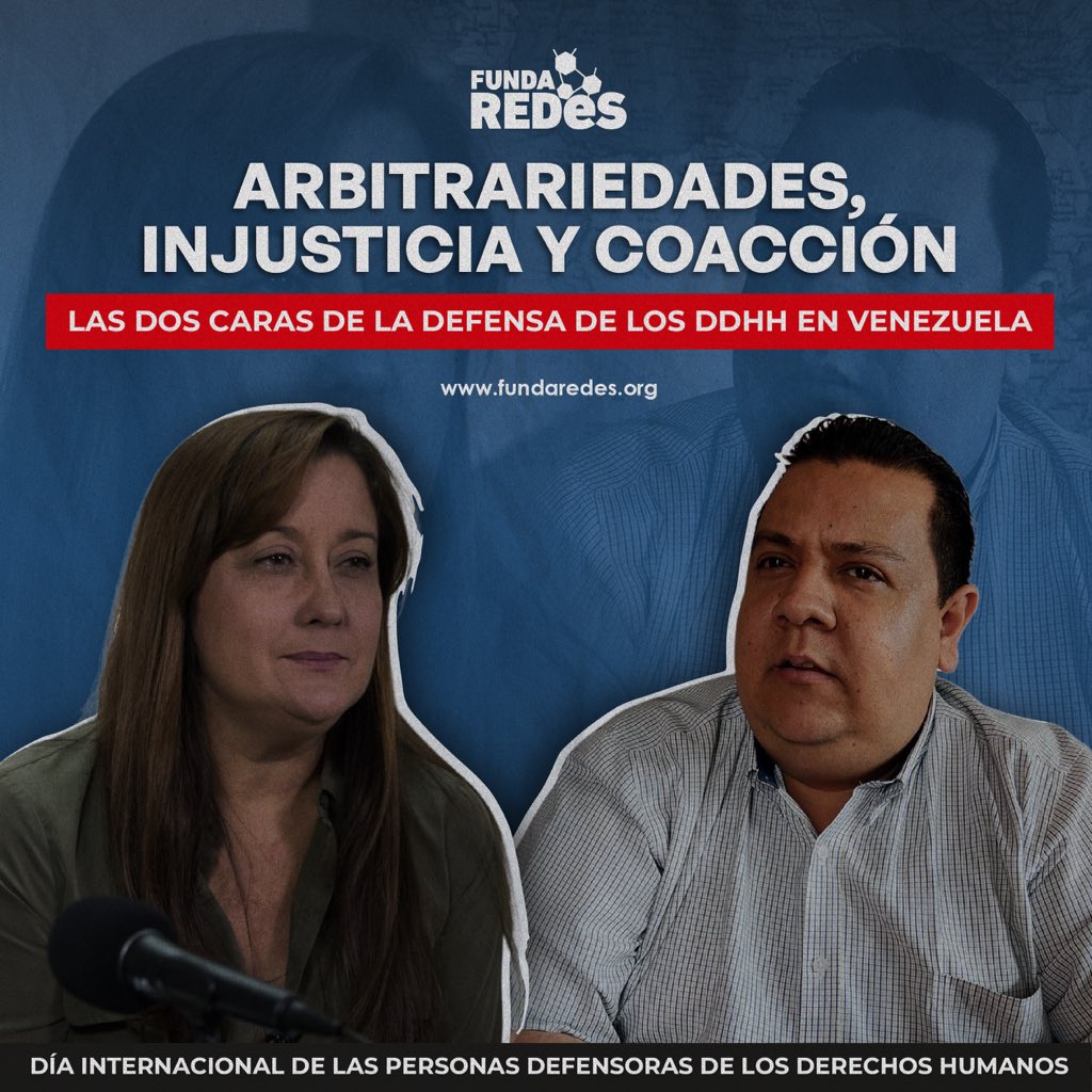 FundaREDES_'s tweet photo. Hoy, más que celebrar, es un llamado urgente a reconocer y valorar la valiente labor de quienes defienden los derechos humanos. En este día, exigimos al Estado que:

🛡️ Proteja y reconozca el trabajo de las personas defensoras. 
⚖️ Respete los derechos de quienes arriesgan sus vidas por la justicia de otros. 
🔍 Asegure condiciones de acceso a la justicia para investigar y sancionar a los responsables de ataques y amenazas. 
🚨 Investigue las acciones violentas contra defensores: amenazas, intentos de desacreditar su labor, encarcelamientos injustos, tortura y más.

Hoy levantamos nuestras voces por Rocío San Miguel y Javier Tarazona, quienes merecen libertad y justicia. 💪✊ 

¡Defender derechos humanos no es un crimen! #LibertadParaRocío #LibertadParaJavier #DefensoresDDHH