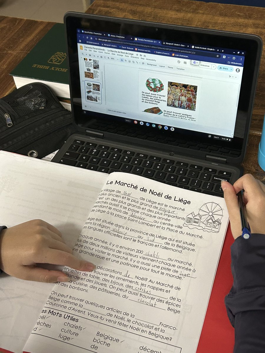 Grade 8 students are learning about Christmas traditions in Belgium 🇧🇪. #noël #fsl #learningfrenchisfun
