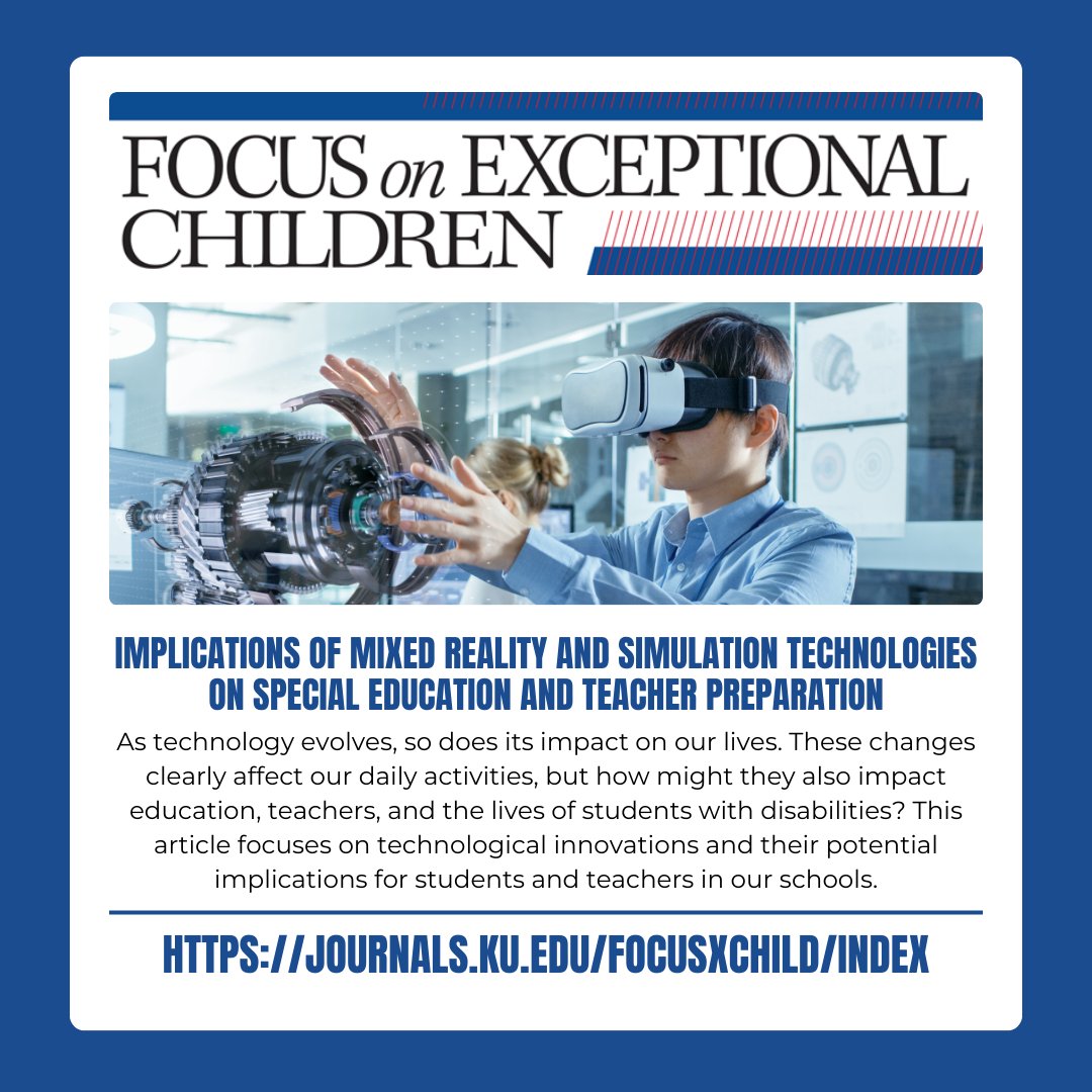📰 Article of the Day 📰

As technology evolves, it impacts every aspect of our lives—including education! How are innovations shaping classrooms? 🧑‍🏫👩‍🎓
#InclusiveEducation #EducationForAll  

Read here: journals.ku.edu/focusXchild/ar…
